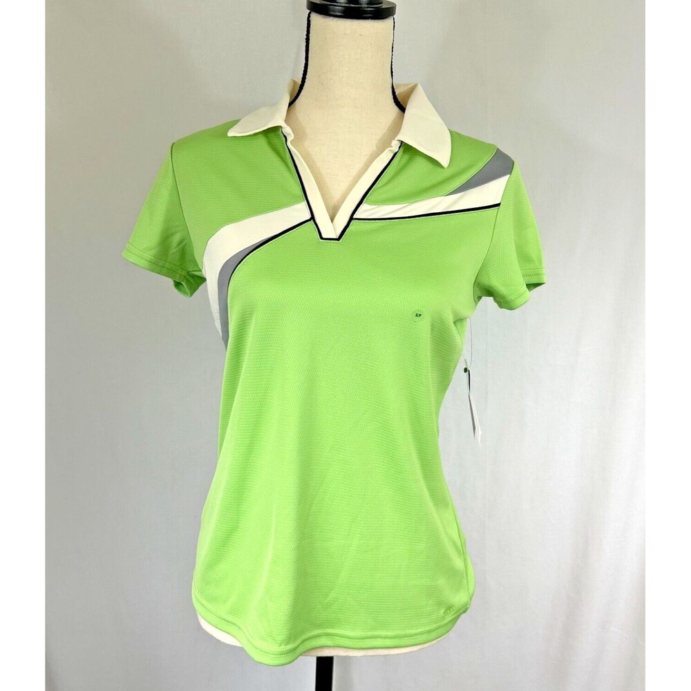 IZOD XFG Cool-FX Golf V-Neck Polo Shirt - Tennis - Celery Green - Women's Sz S/P